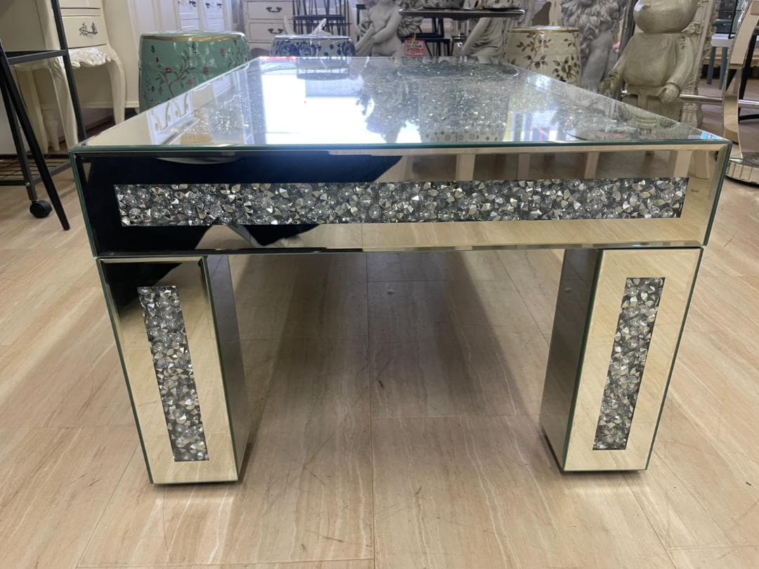 キラキラ　センターテーブル　ミラー　シルバー　ローテーブル　座卓　幅110　机