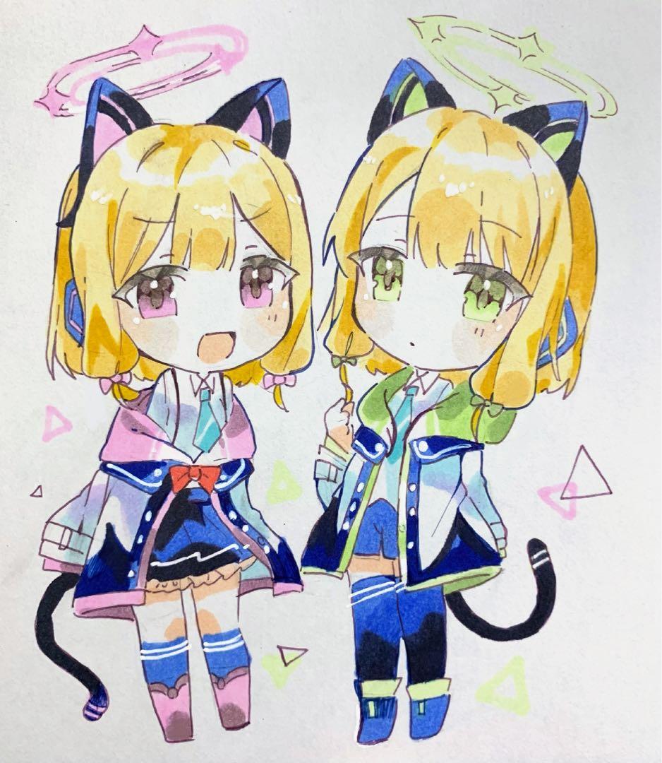 イラスト 手描き 色紙 ブルアカ ブルーアーカイブ 才羽モモイ 才羽