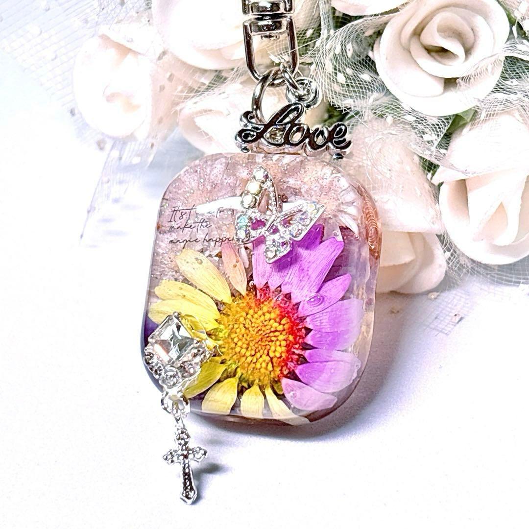 花と蝶のオルゴナイトキーホルダーNo.Ｄ-530