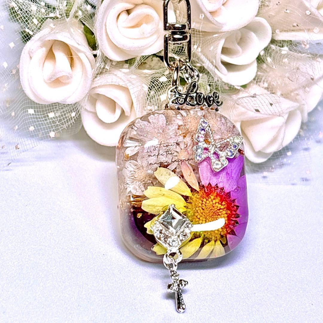 花と蝶のオルゴナイトキーホルダーNo.Ｄ-530