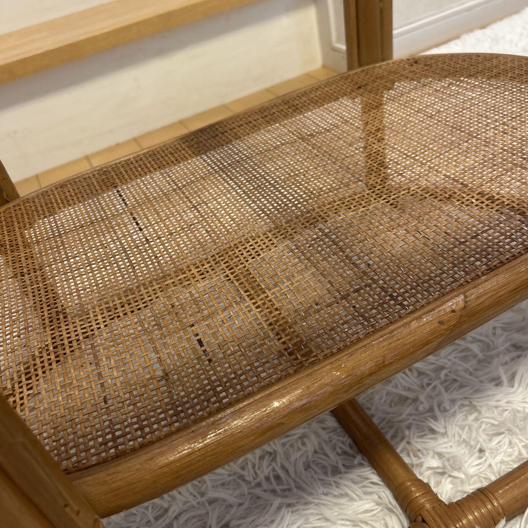 ラタン　テーブル　ガラス　昭和レトロ　アジアンテイスト　送料無料