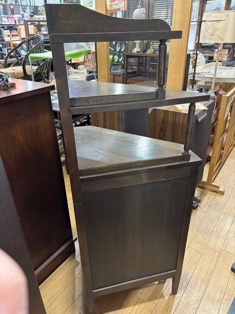 T61 ダークブラウン コーナーキャビネット 昭和レトロ