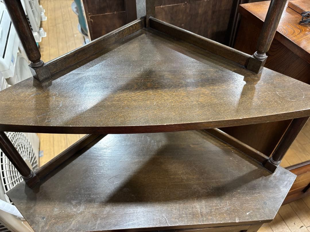 T61 ダークブラウン コーナーキャビネット 昭和レトロ
