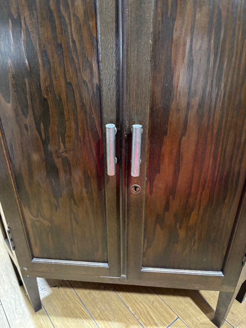 T61 ダークブラウン コーナーキャビネット 昭和レトロ