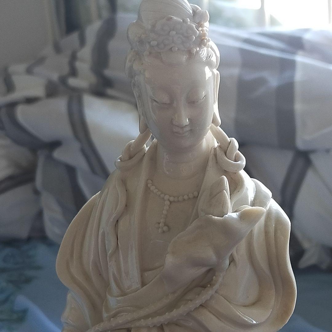 磁製 仏像 花かご　　中国　徳化　　30*12cm