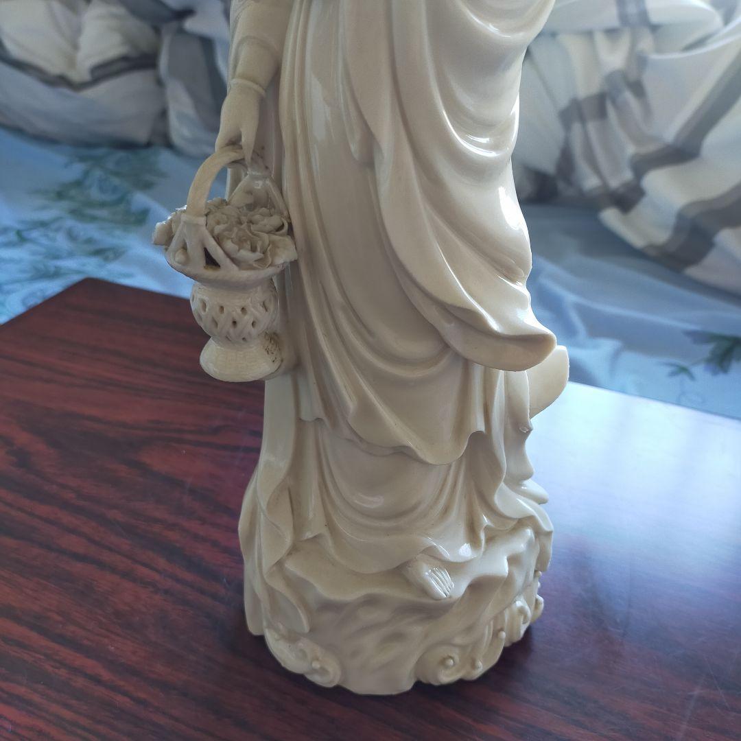 磁製 仏像 花かご　　中国　徳化　　30*12cm