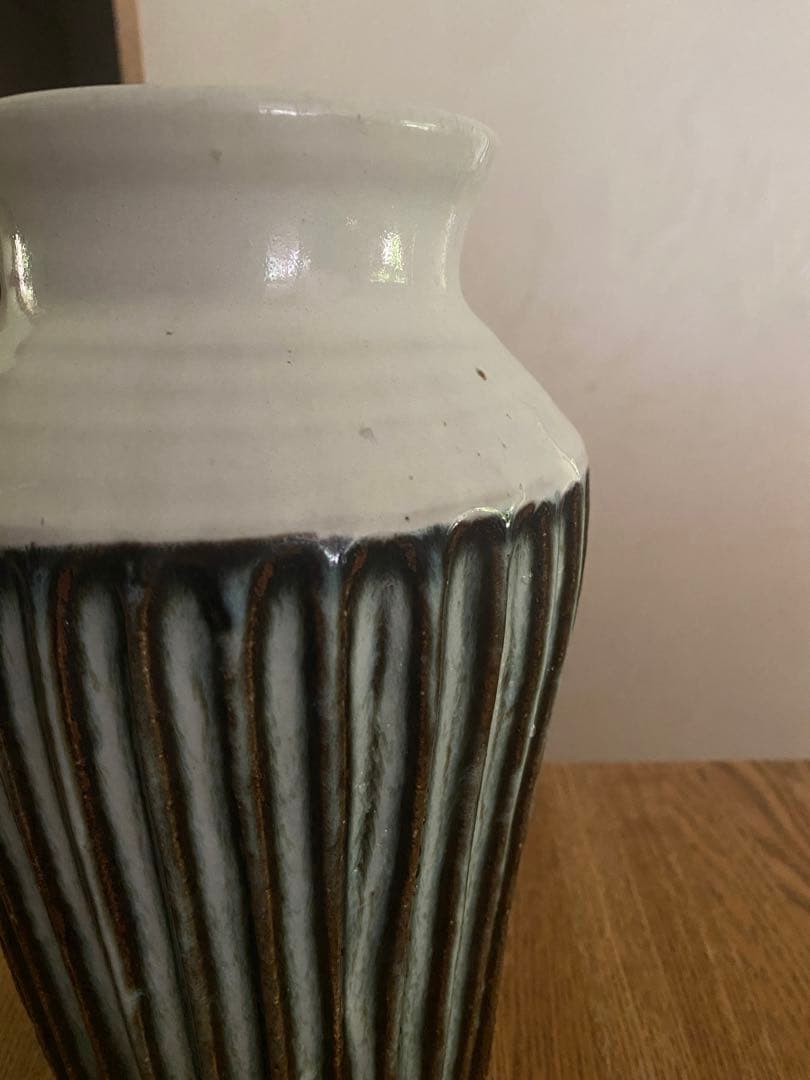 陶器　花器　島根県松江　袖師窯 尾野友彦　しのぎ