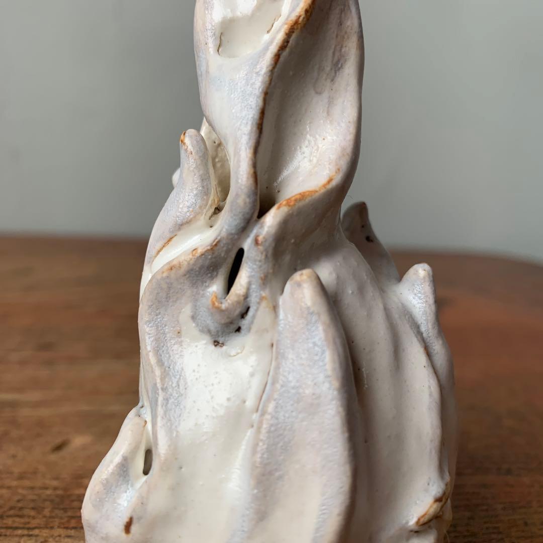 妻の作った　白い炎　香炉　お香立て　陶芸　妖怪　つるべ火
