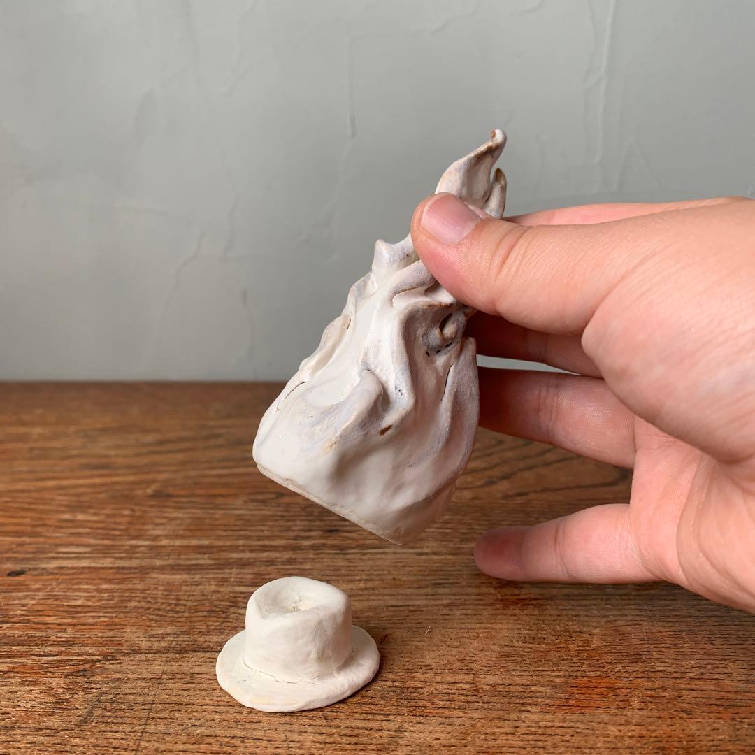 妻の作った　白い炎　香炉　お香立て　陶芸　妖怪　つるべ火