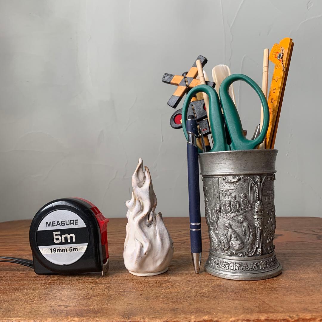 妻の作った　白い炎　香炉　お香立て　陶芸　妖怪　つるべ火