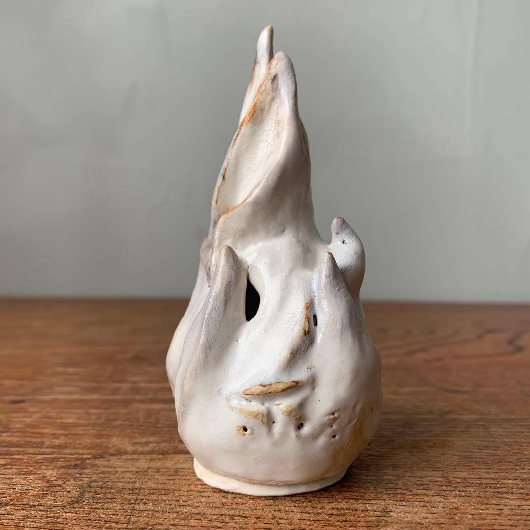 妻の作った　白い炎　香炉　お香立て　陶芸　妖怪　つるべ火