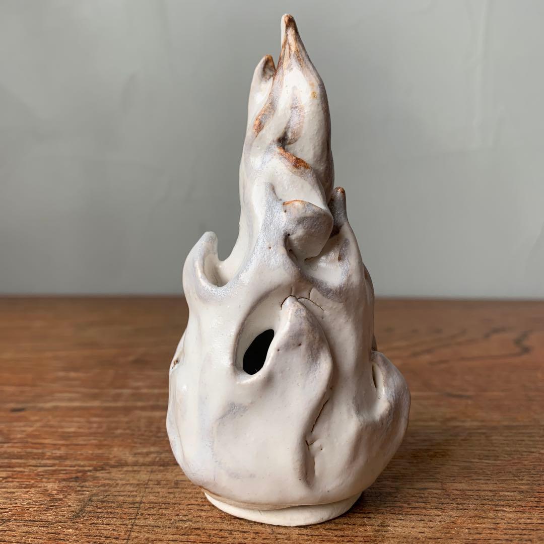 妻の作った　白い炎　香炉　お香立て　陶芸　妖怪　つるべ火
