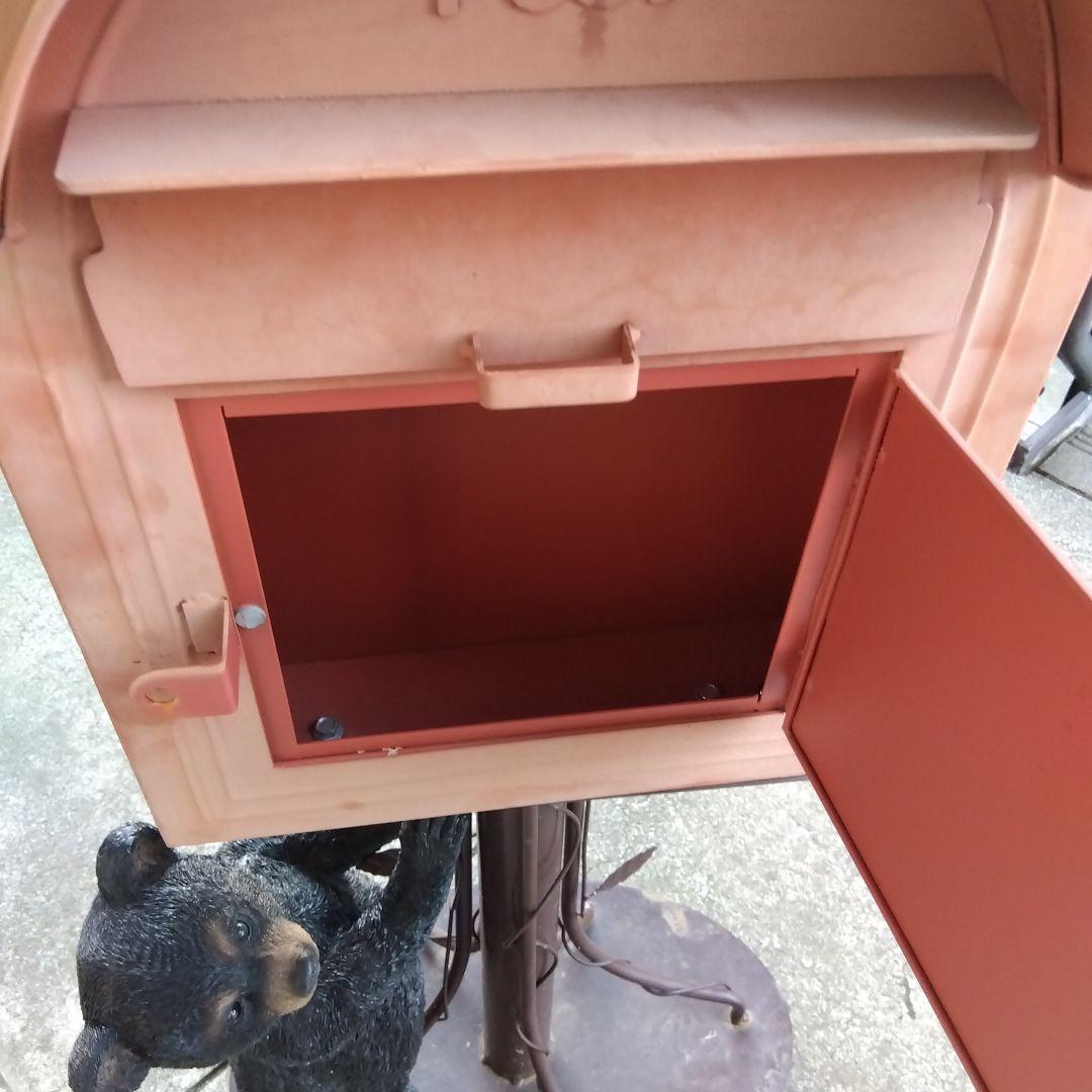 郵便受けポストガーデニング置物熊と鳥鍵つき8800円にお値下げ