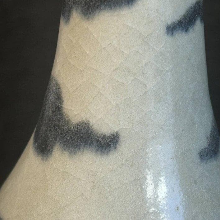 S8012　中国古美術　古保万里染付　一輪押し　花瓶　花器　中国古玩