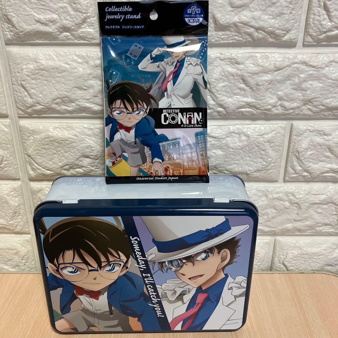 USJ限定 名探偵コナンクッキー缶(空箱) & ジュエリースタンド(工藤新一