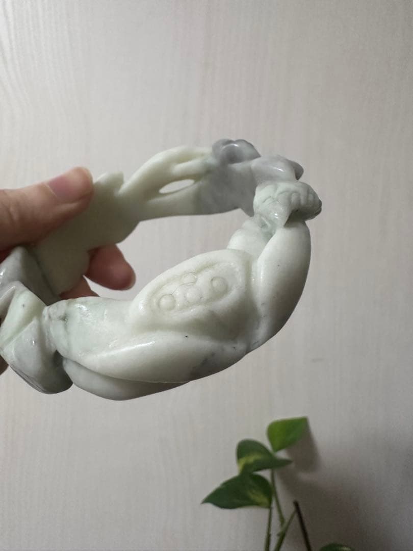 魚戯蓮葉間　原石バングル　シャー太翠原石バングル