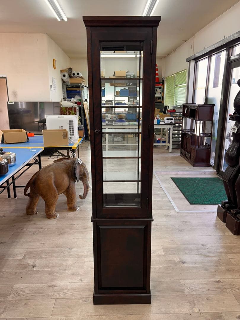 北海道民芸家具 樺材 飾り棚 4面ガラス 2面ドア　-497-