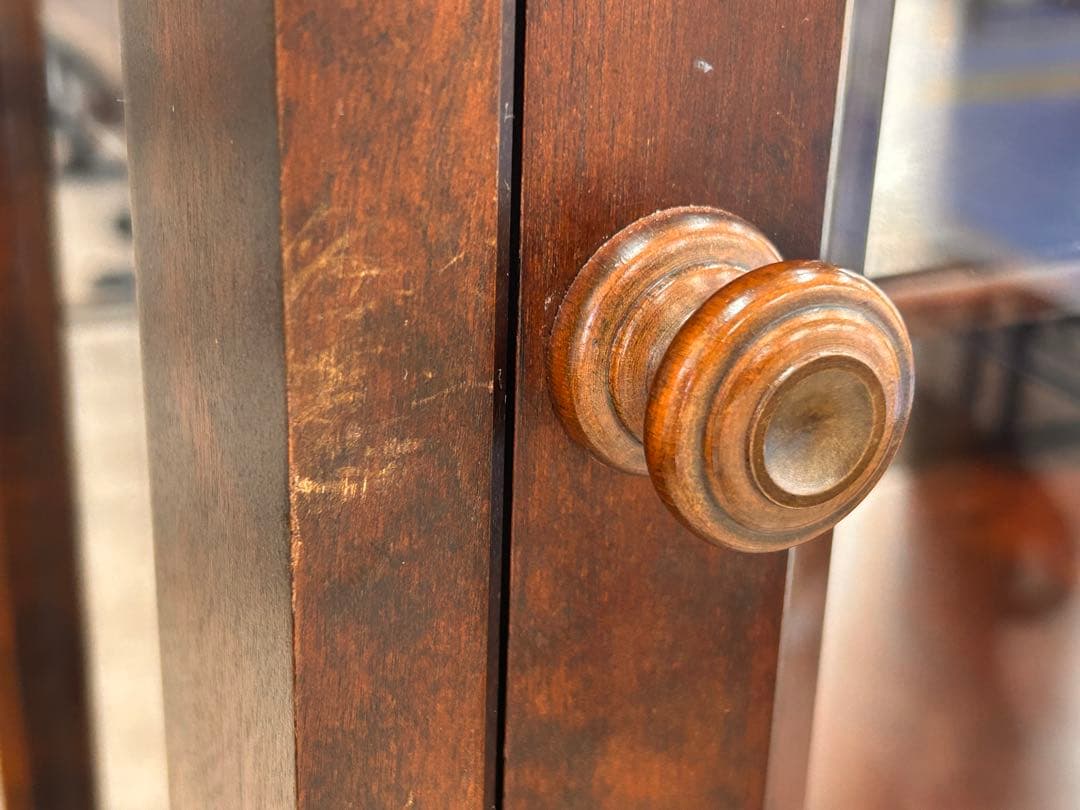 北海道民芸家具 樺材 飾り棚 4面ガラス 2面ドア　-497-