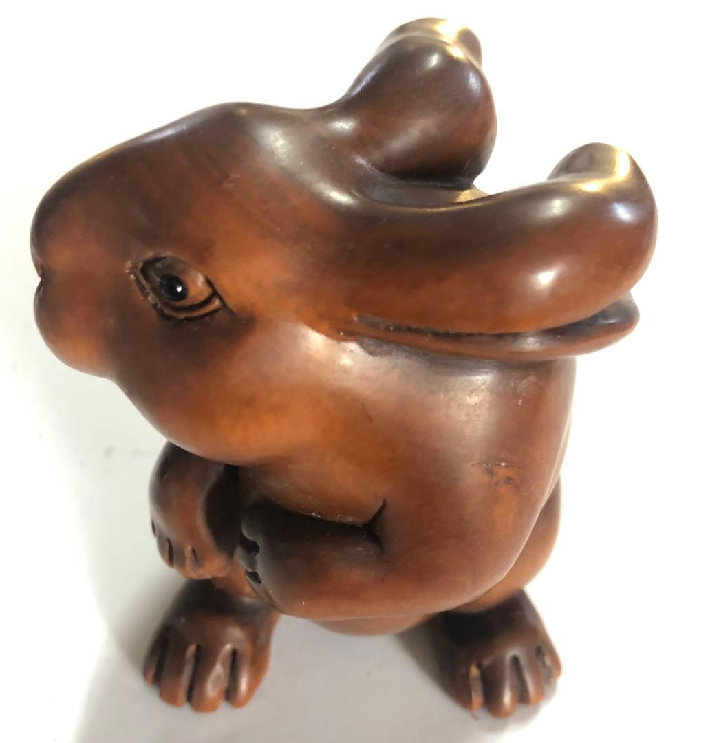 ウサギ手作りアンティークオブジェインテリア福耳の兎現品無料発送