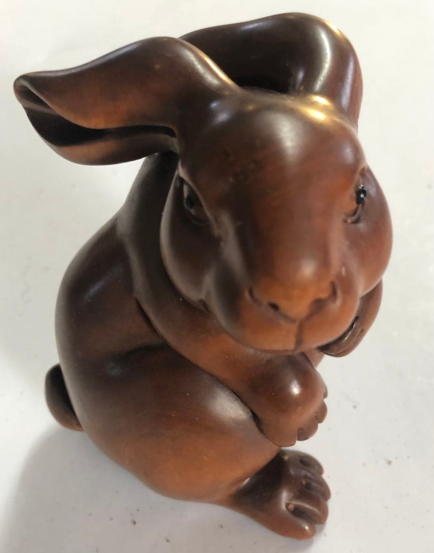 ウサギ手作りアンティークオブジェインテリア福耳の兎現品無料発送