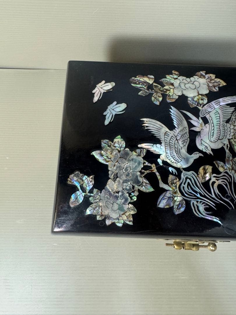 2565 螺鈿細工 花鳥　宝石箱 小物入れ 漆器 アクセサリーケース
