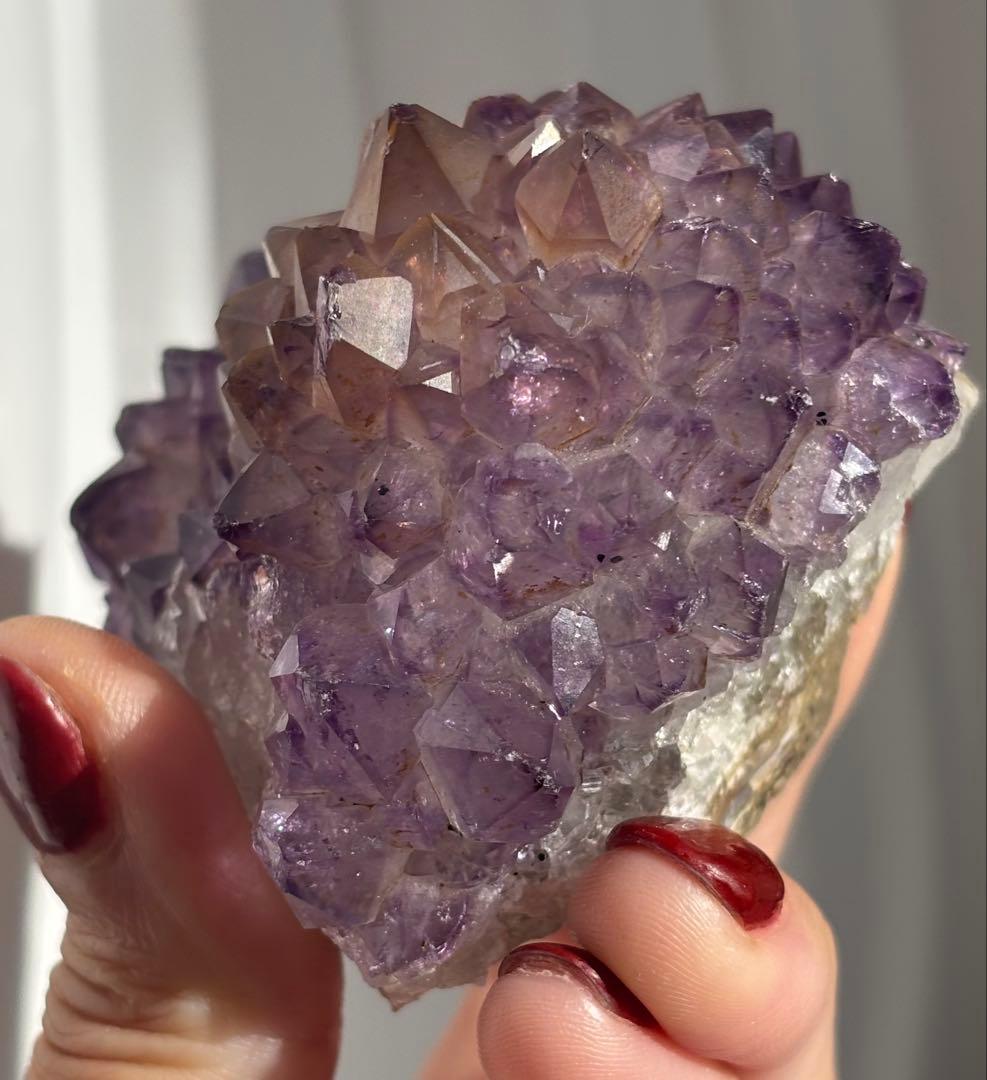 《高品質・紫陽花結晶》アメジスト×アメトリン＊ツインクラスター　レア　台座付き