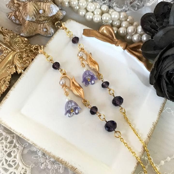 ♪607❤️ 鈴蘭　スズラン　パール　ガラスビーズ　マスクチェーン　メガネチェーン