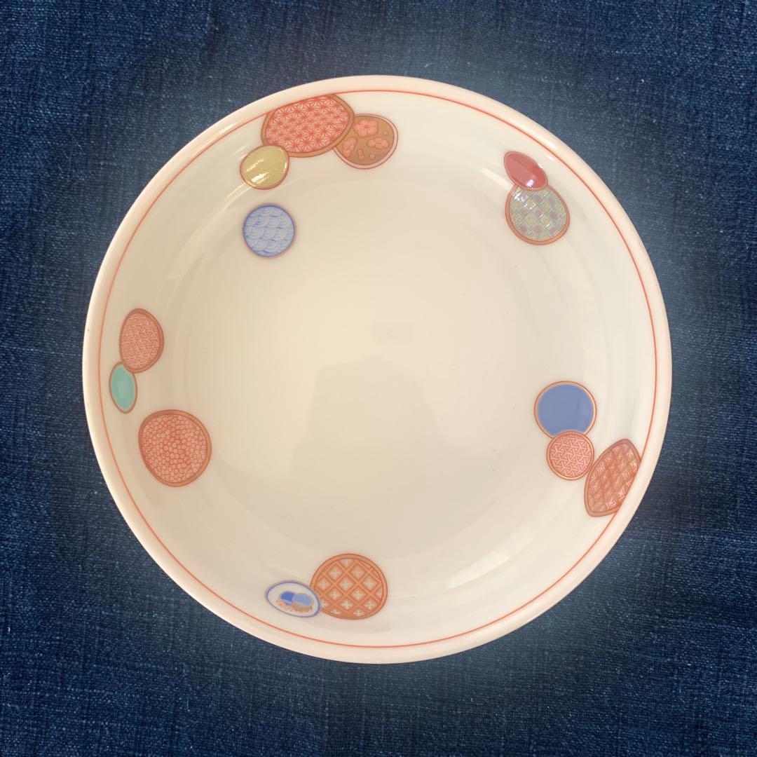 【新品】【有田焼】カラフル模様の浅い皿　５個セット