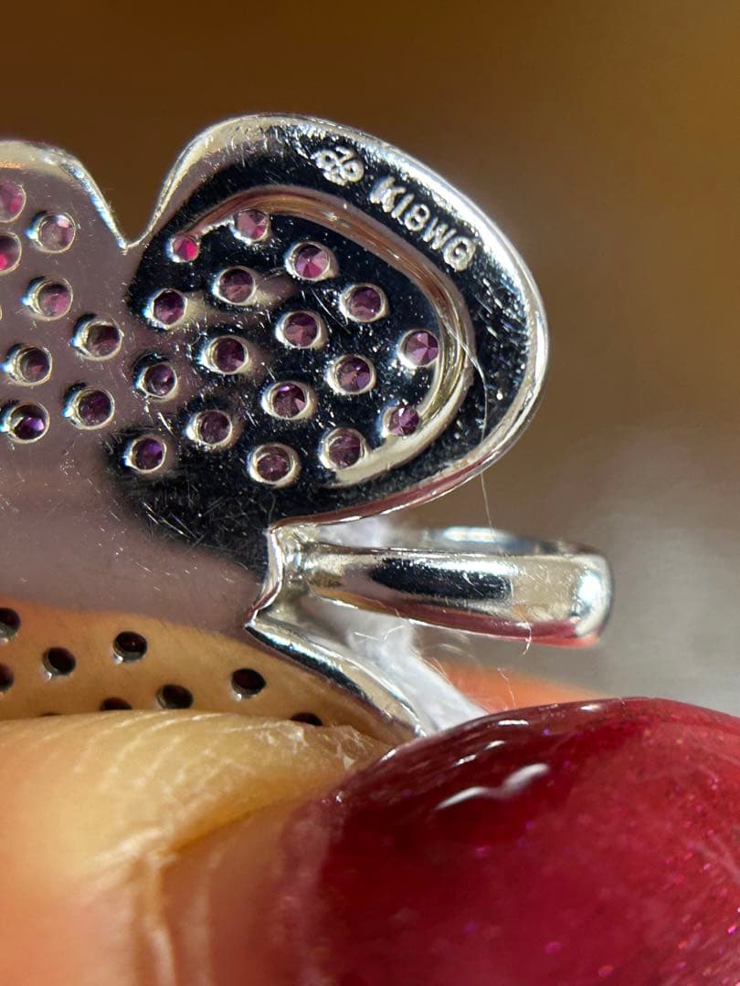 K18WGピンクサファイア蝶々トップ