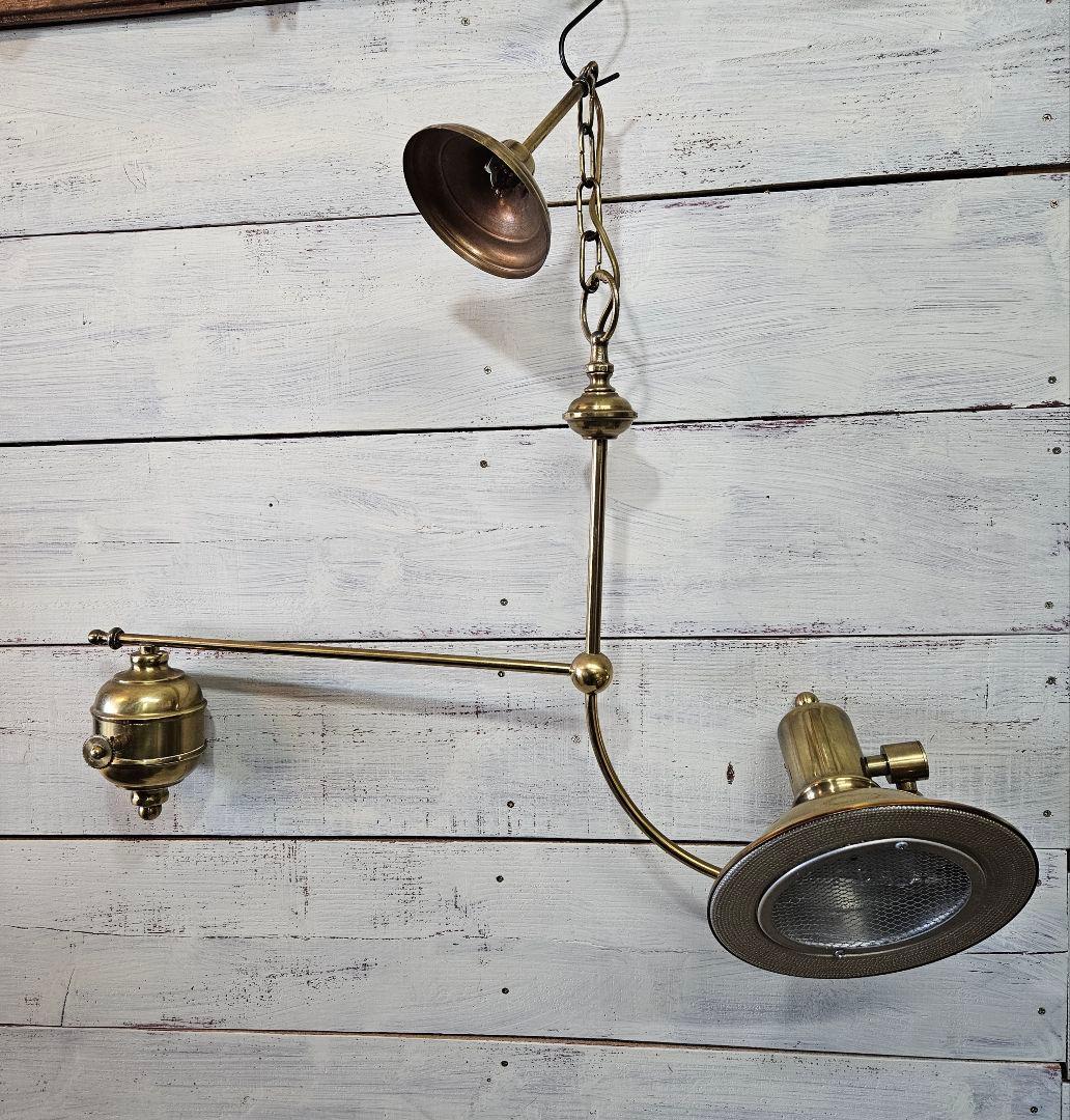フランスヴィンテージ インダストリアル ペンダントライト 天井照明 真鍮製