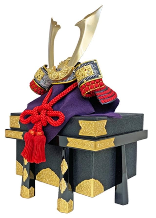 10号兜 大塔兜 中鍬形 赤糸縅 五月人形 コンパクト飾り 兜飾り お祝い　兜