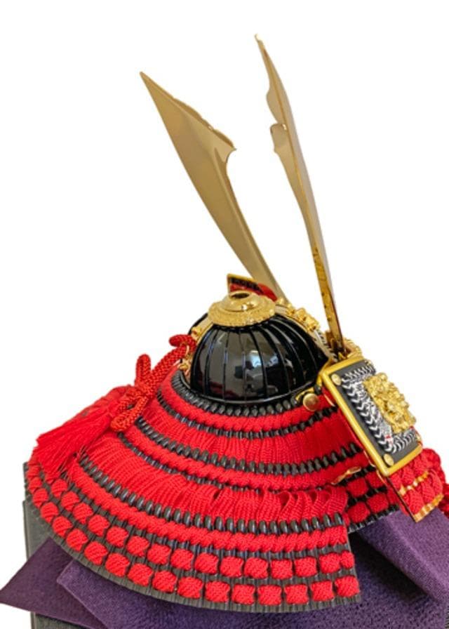 10号兜 大塔兜 中鍬形 赤糸縅 五月人形 コンパクト飾り 兜飾り お祝い　兜