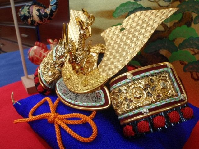 限定特価！！◆新品！巾50cm 卓上極兜飾り 本格五月人形 ちりめん 龍虎堂製◆