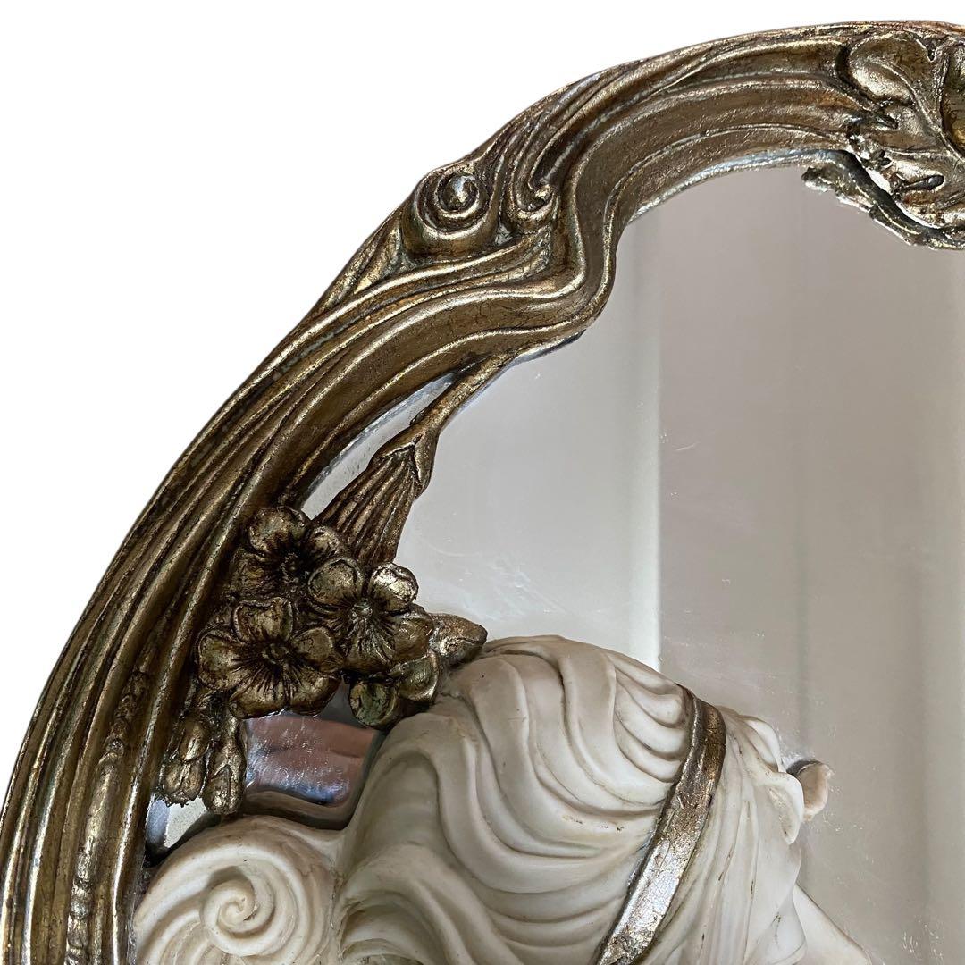 【良品】ロココアンティーク　イタリア　豪華　西洋美人像　壁掛け　鏡