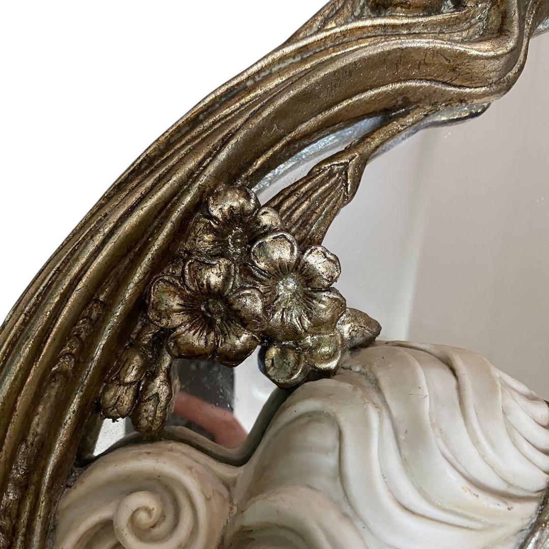 【良品】ロココアンティーク　イタリア　豪華　西洋美人像　壁掛け　鏡