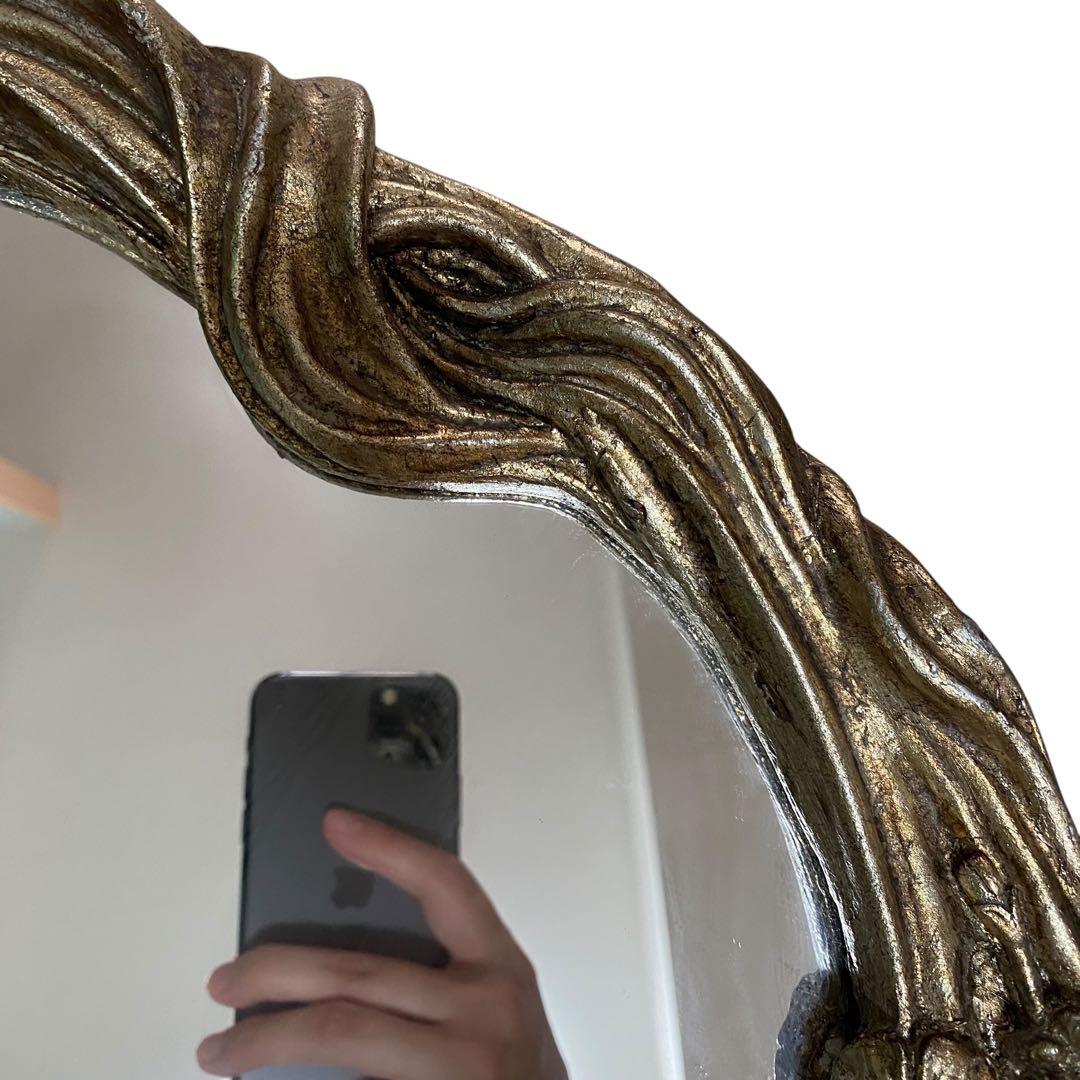 【良品】ロココアンティーク　イタリア　豪華　西洋美人像　壁掛け　鏡