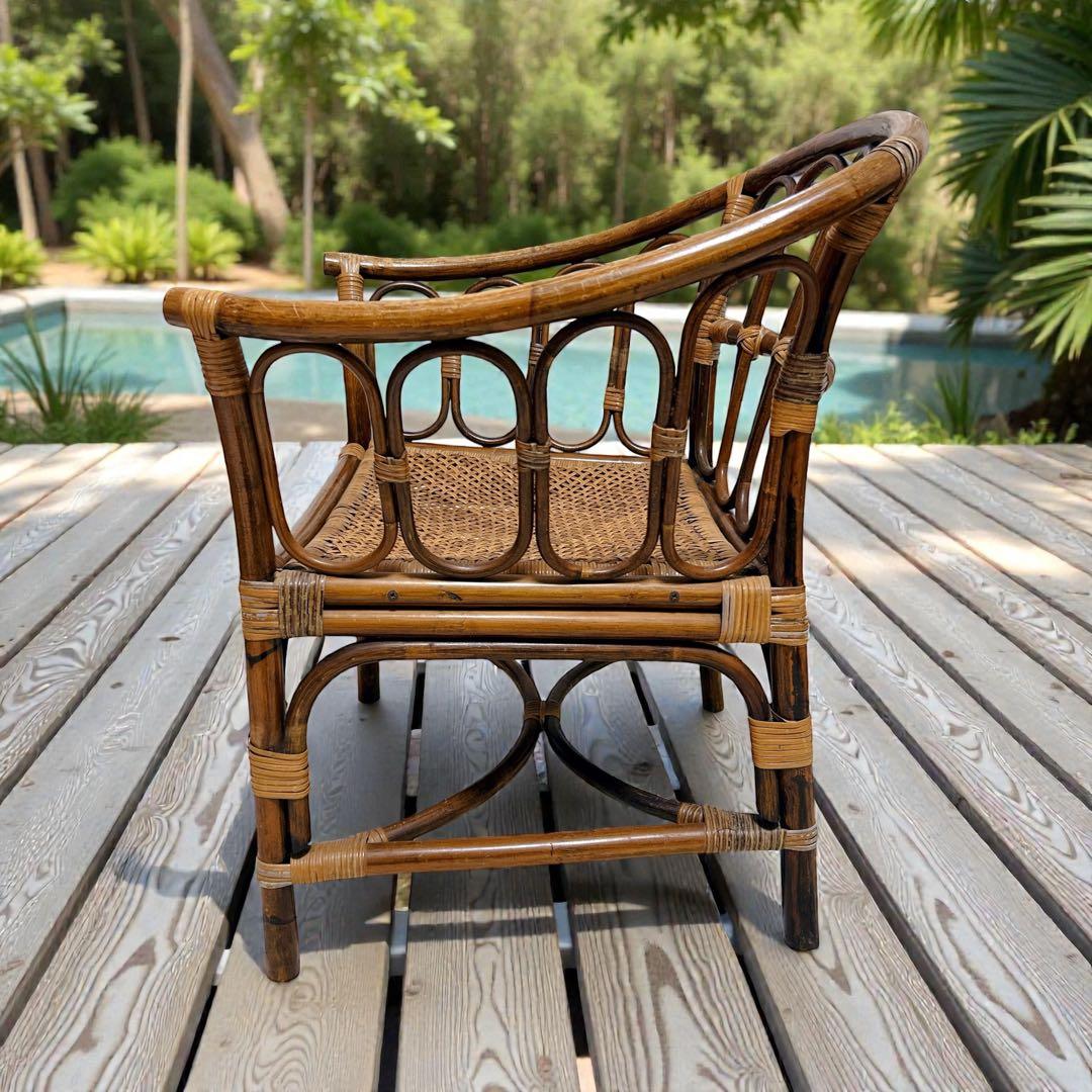 送料無料 マルニ ラタン 椅子 チェア　アンティーク ヴィンテージ 1脚