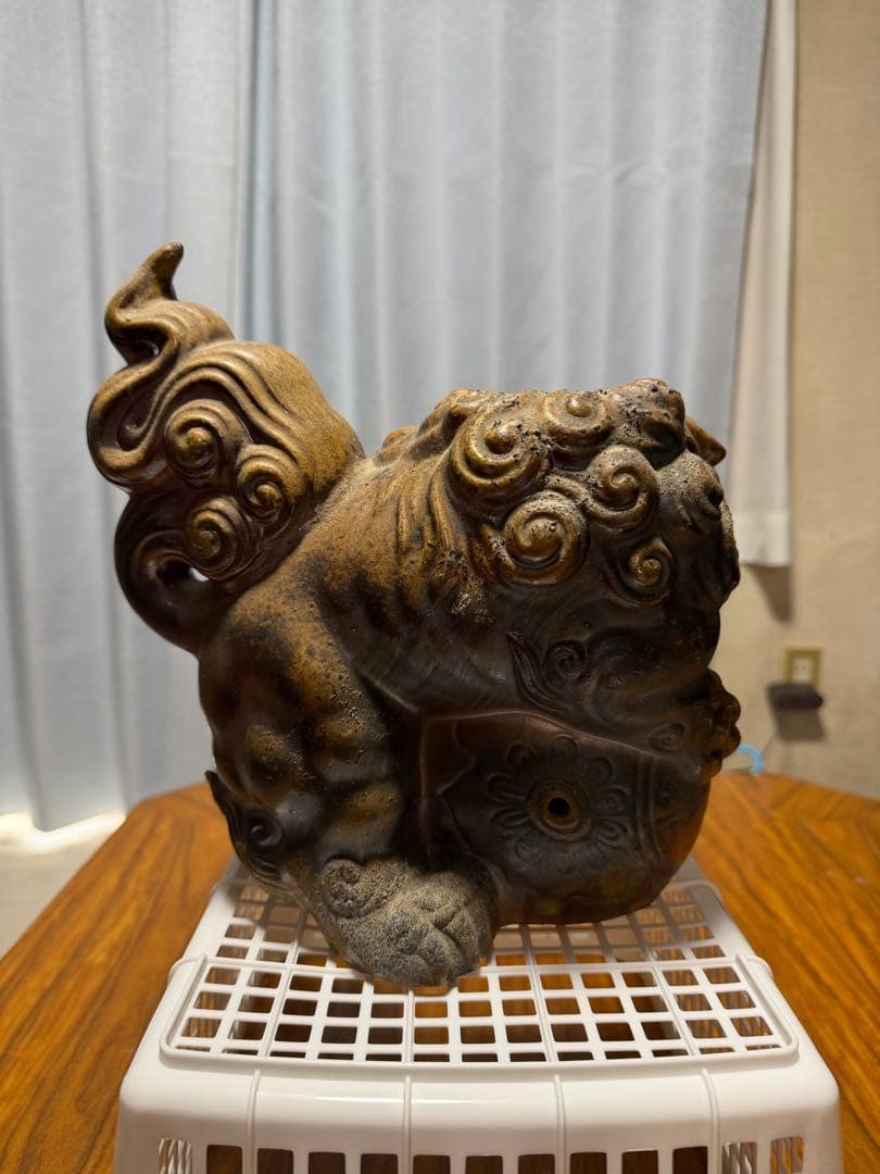 備前焼　獅子置物　難波正己