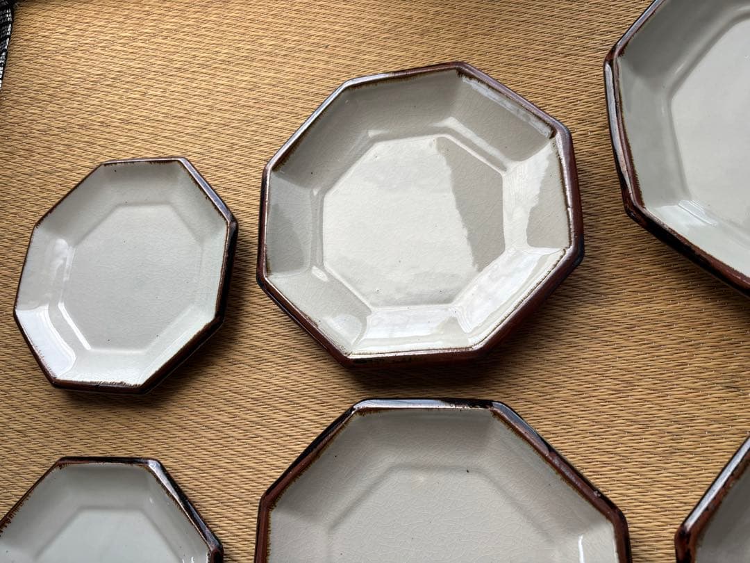 昇陽窯　丹波　立杭　八角皿　白　未使用　釉薬貫入民藝　角皿　6枚セット