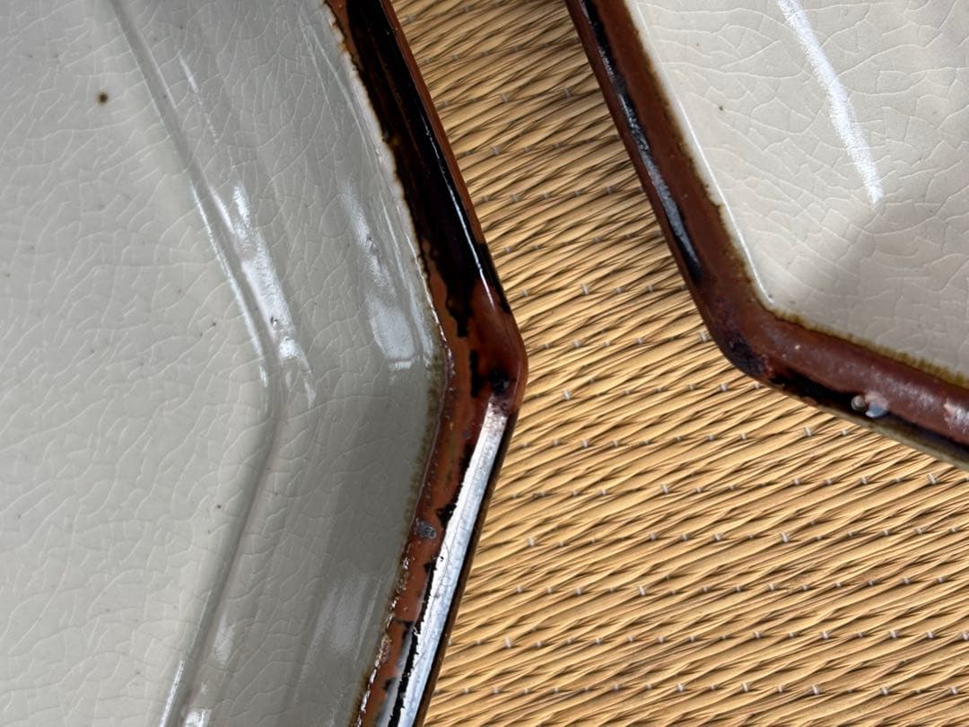 昇陽窯　丹波　立杭　八角皿　白　未使用　釉薬貫入民藝　角皿　6枚セット