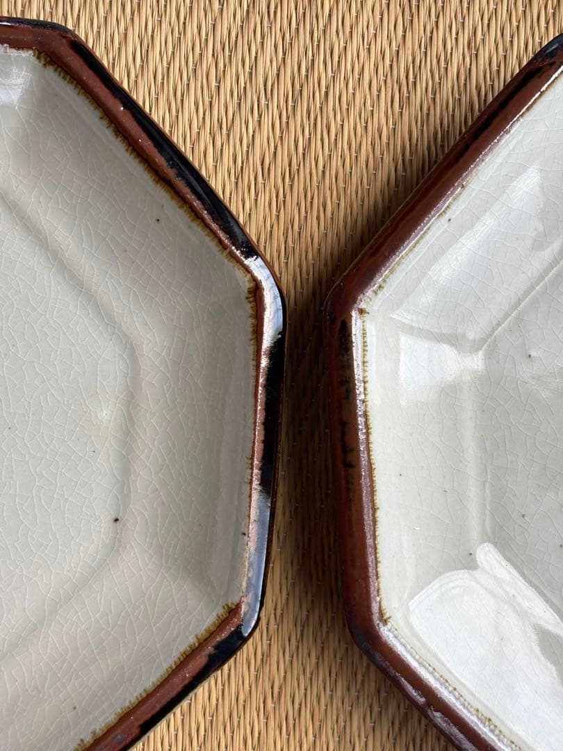 昇陽窯　丹波　立杭　八角皿　白　未使用　釉薬貫入民藝　角皿　6枚セット