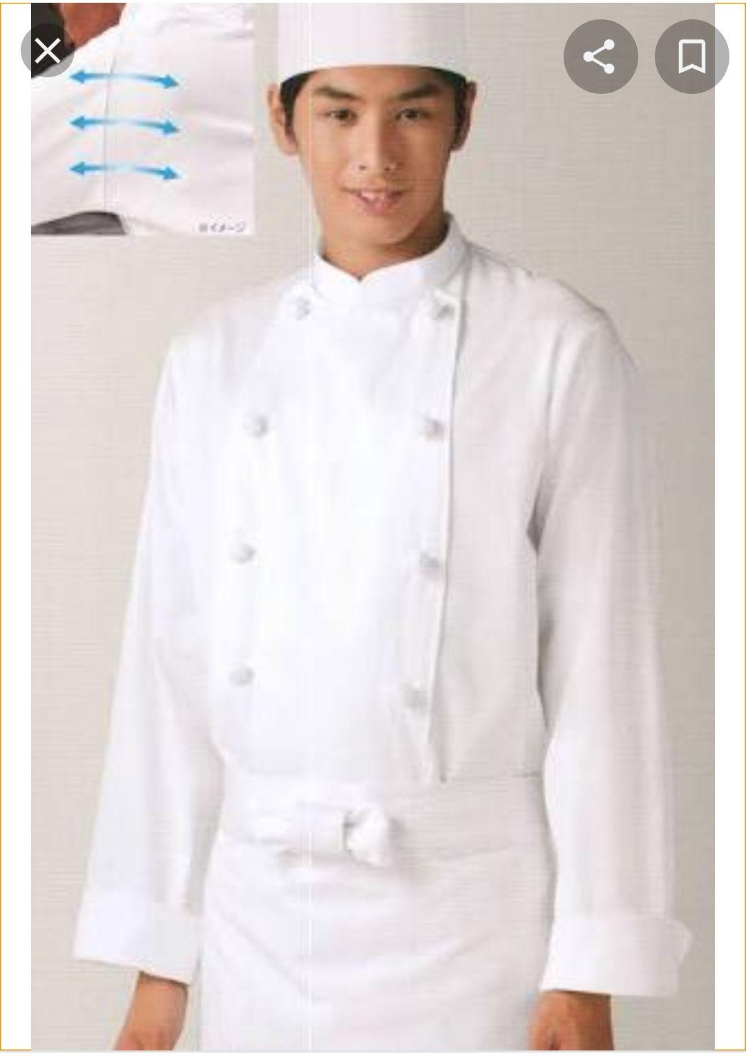 新品未使用 コックコート 長袖L 男女兼用  ユニフォーム 白衣