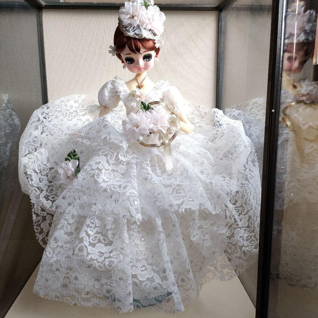 西洋人形 フランス人形 ウエディングドレス 昭和レトロ ガラスケース
