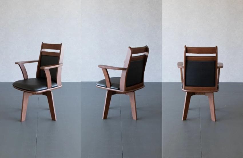 GLI DC PV 6脚　回転式ダイニングチェア　肘付アーム　ブラック＊ブラウン