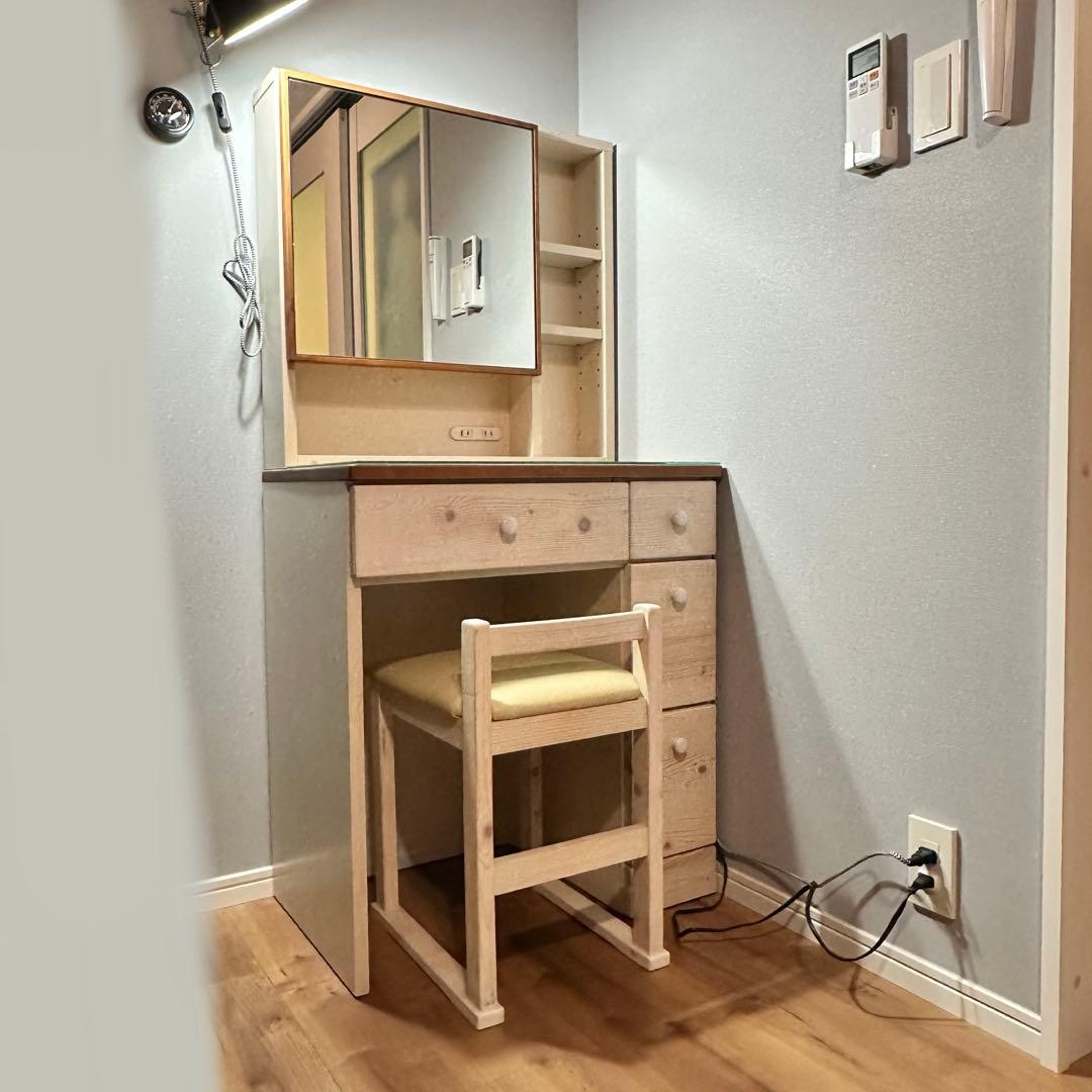 ドレッサー 幅65cm ナチュラル×ホワイト スツール セット アンリュクス