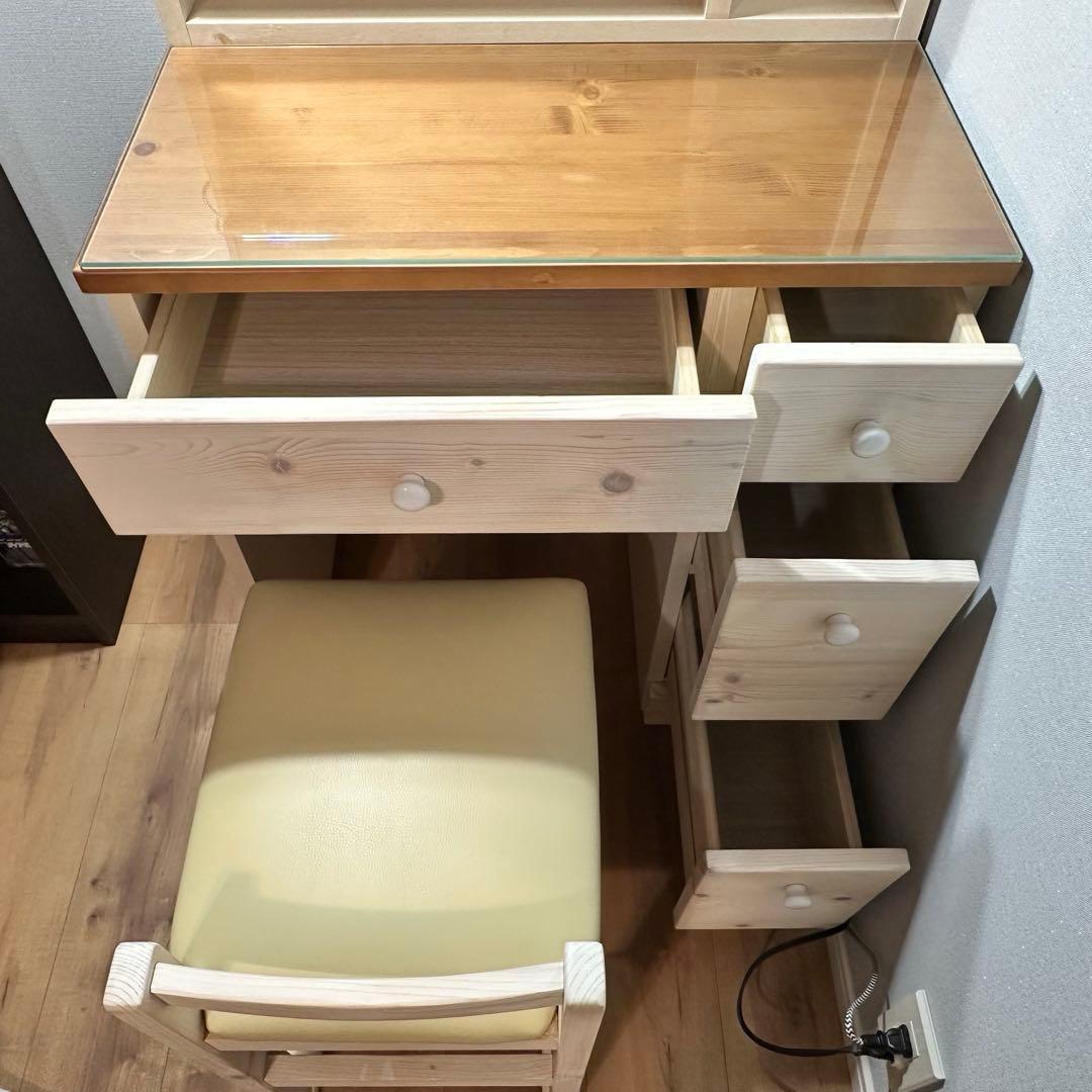 ドレッサー 幅65cm ナチュラル×ホワイト スツール セット アンリュクス