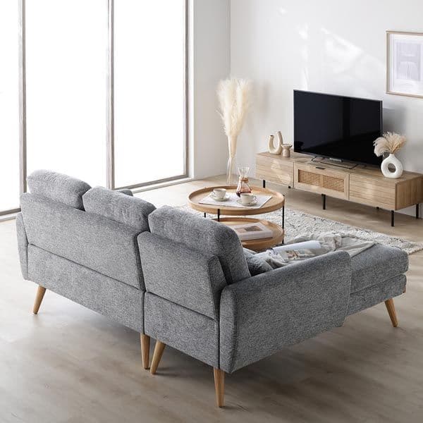 カウチソファ ラージサイズ 約幅220cm ベージュ