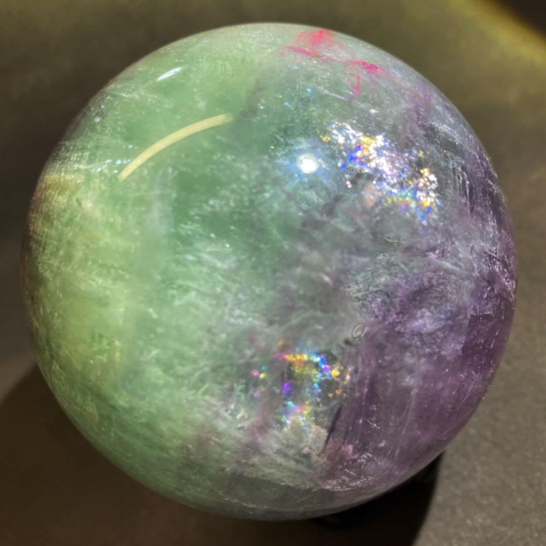 爆レア 絶品❗️レインボー☆フローライト 丸玉 パワーストーン☆天然石原石A655