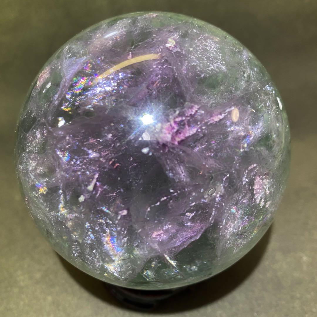 爆レア 絶品❗️レインボー☆フローライト 丸玉 パワーストーン☆天然石原石A655