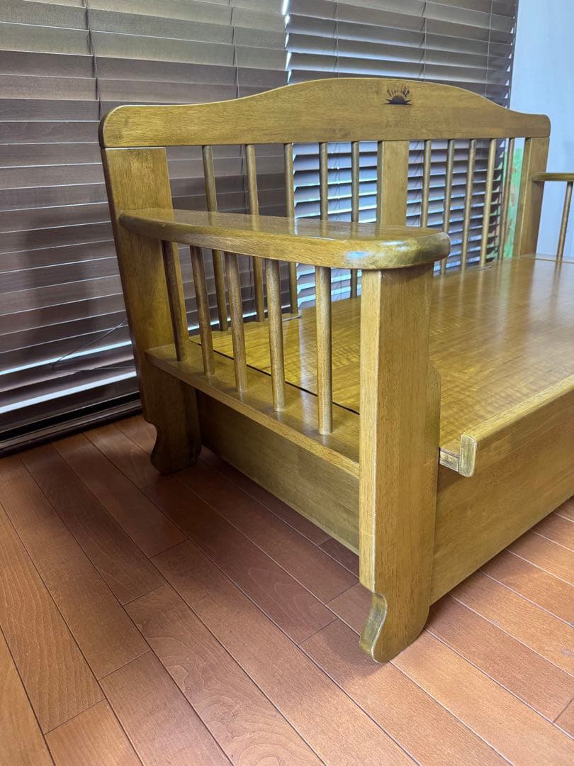 ☆アンティーク木製 収納付き 2人掛けソファ